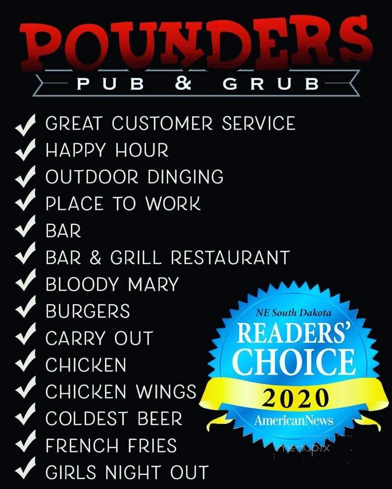 Pounders Pub & Grub - Aberdeen, SD menu_pic
