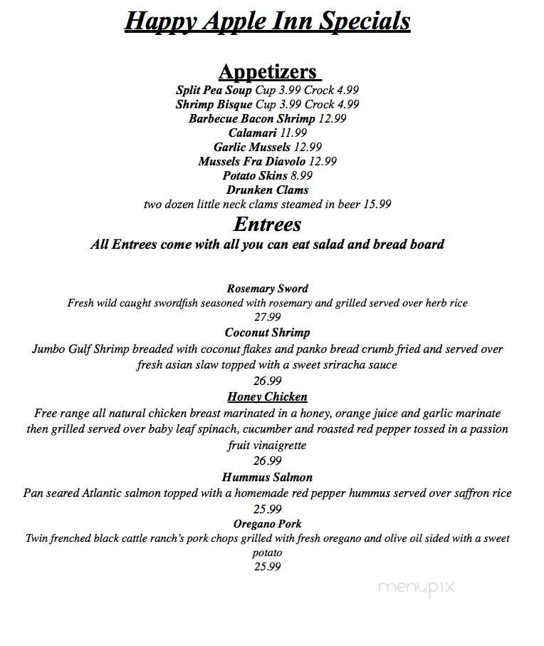Happy Apple Of Imlaystown - Cream Ridge, NJ menu_pic