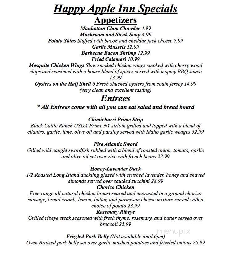 Happy Apple Of Imlaystown - Cream Ridge, NJ menu_pic