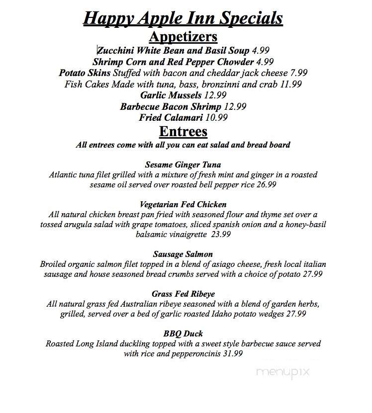 Happy Apple Of Imlaystown - Cream Ridge, NJ menu_pic