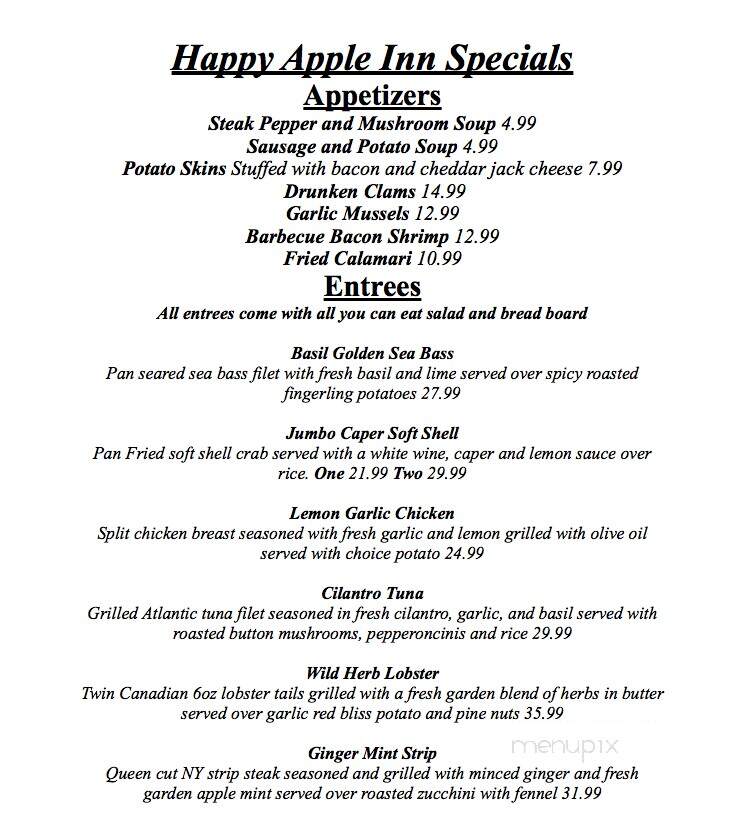 Happy Apple Of Imlaystown - Cream Ridge, NJ menu_pic