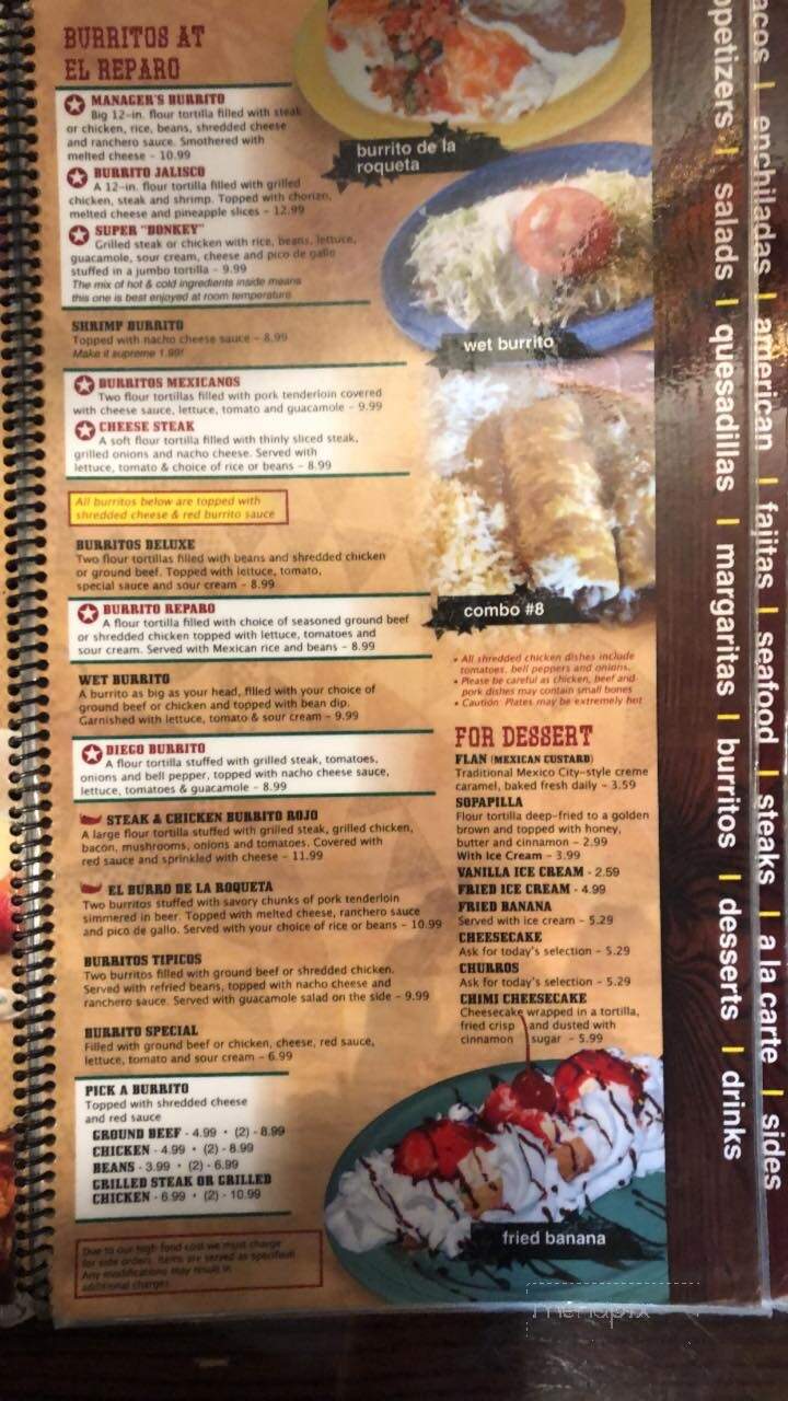 El Reparo Number 2 - Greensburg, IN menu_pic