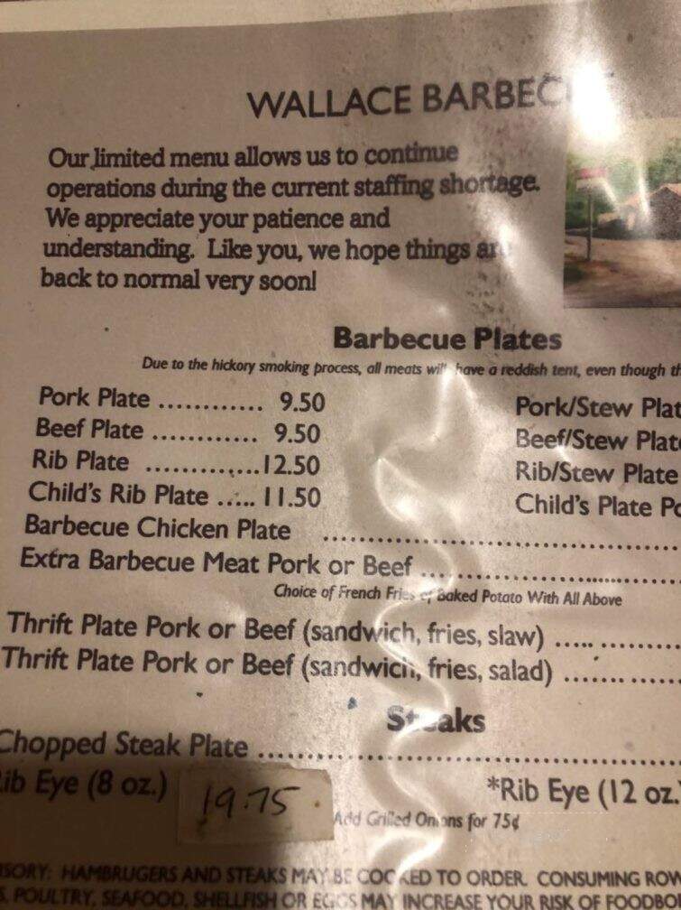 Wallace Barbecue Restaurant - Austell, GA menu_pic