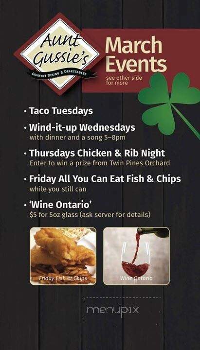 Aunt Gussie's - Grand Bend, ON menu_pic