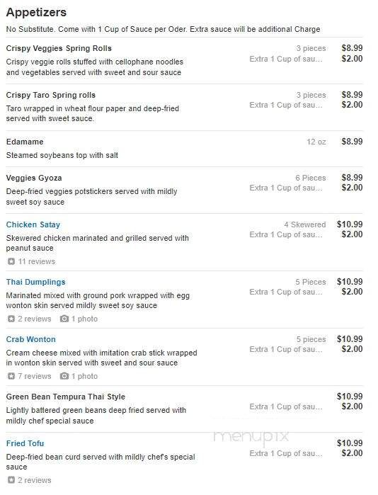 Aiyara Thai Restaurant Virginia - Leesburg, VA menu_pic
