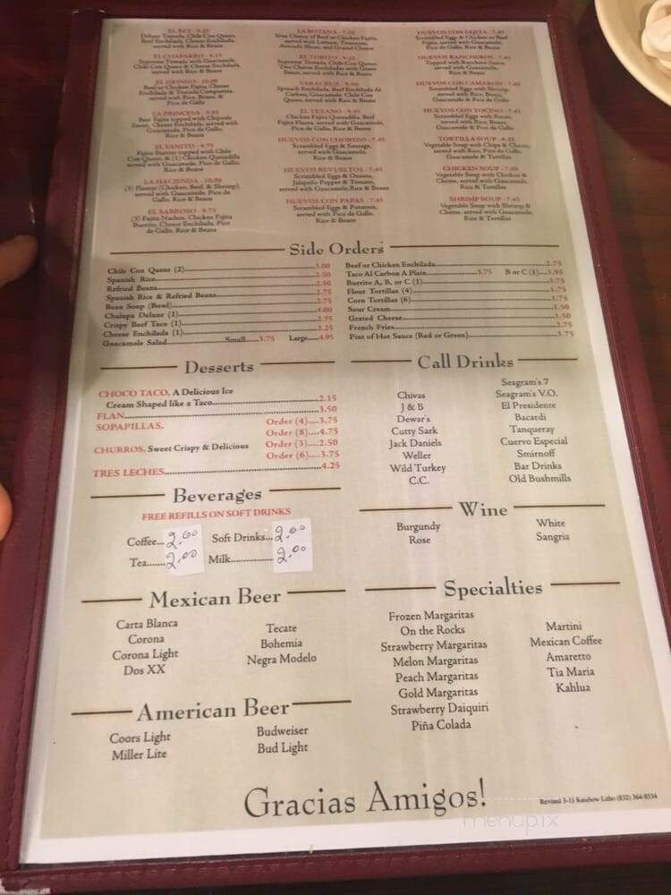 El Dorado Mexican Restaurant - Houston, TX menu_pic