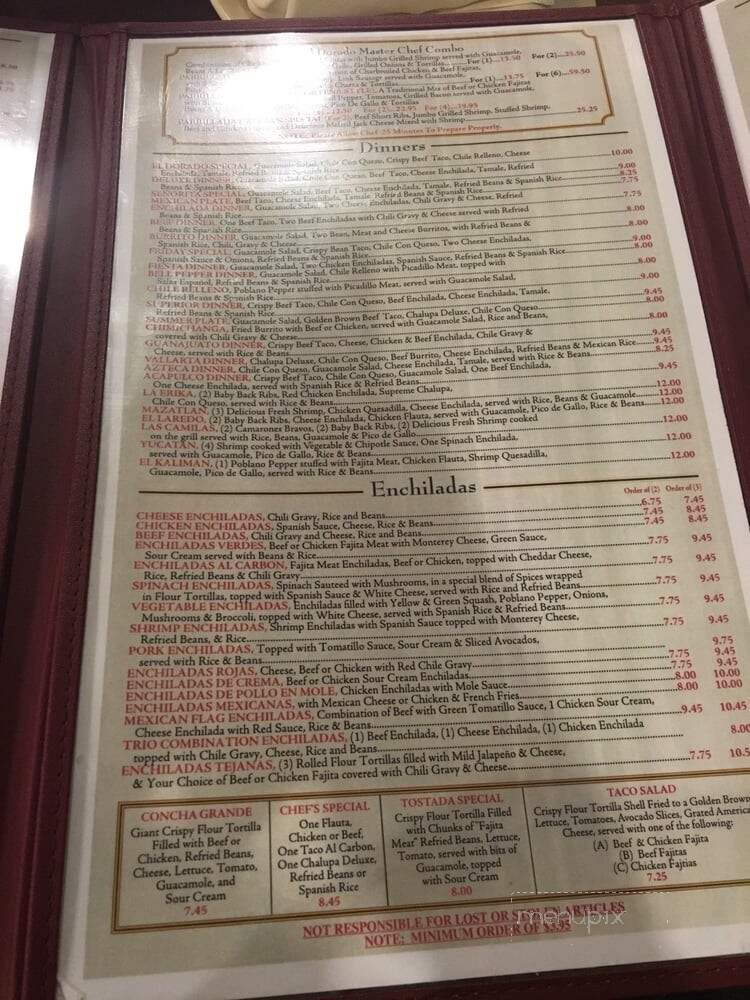 El Dorado Mexican Restaurant - Houston, TX menu_pic