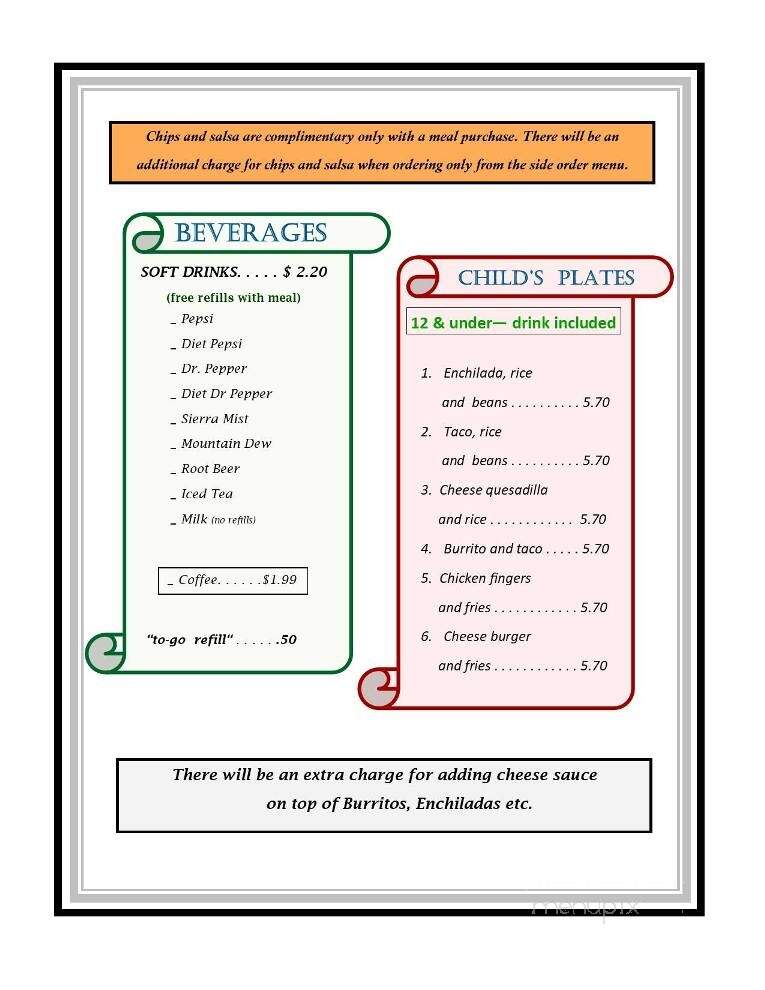 El Pueblito - Coffeyville, KS menu_pic