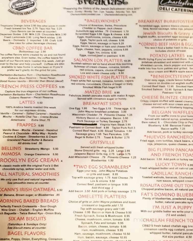 Charleston Bakery & Delicatessen - Summerville, SC menu_pic