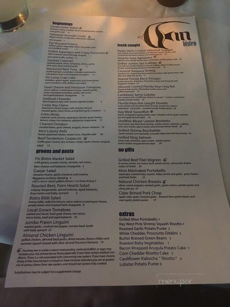 Fin Bistro - Marco Island, FL menu_pic