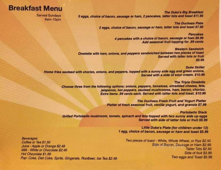 The Duke on Sydenham - Strathroy, ON menu_pic