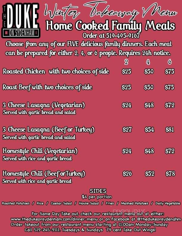 The Duke on Sydenham - Strathroy, ON menu_pic