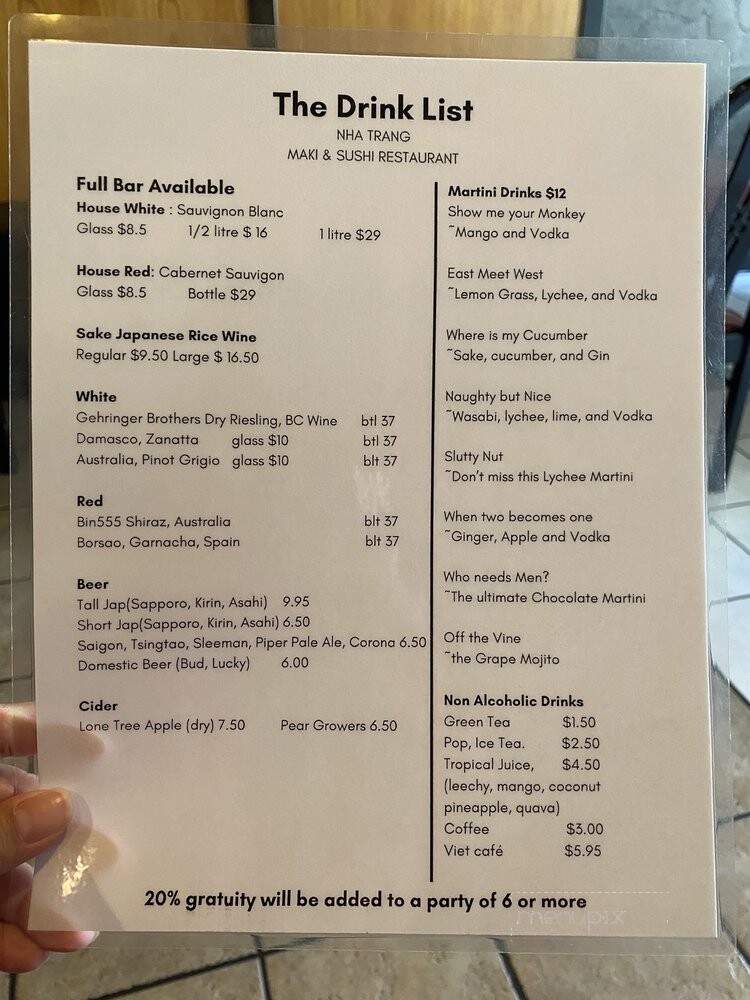Nha Trang Maki Sushi - Duncan, BC menu_pic