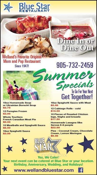 Blue Star Restaurant - Welland, ON menu_pic