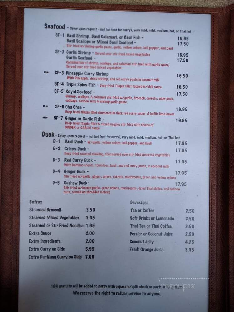 Thai Gourmet Restaurant - Houston, TX menu_pic