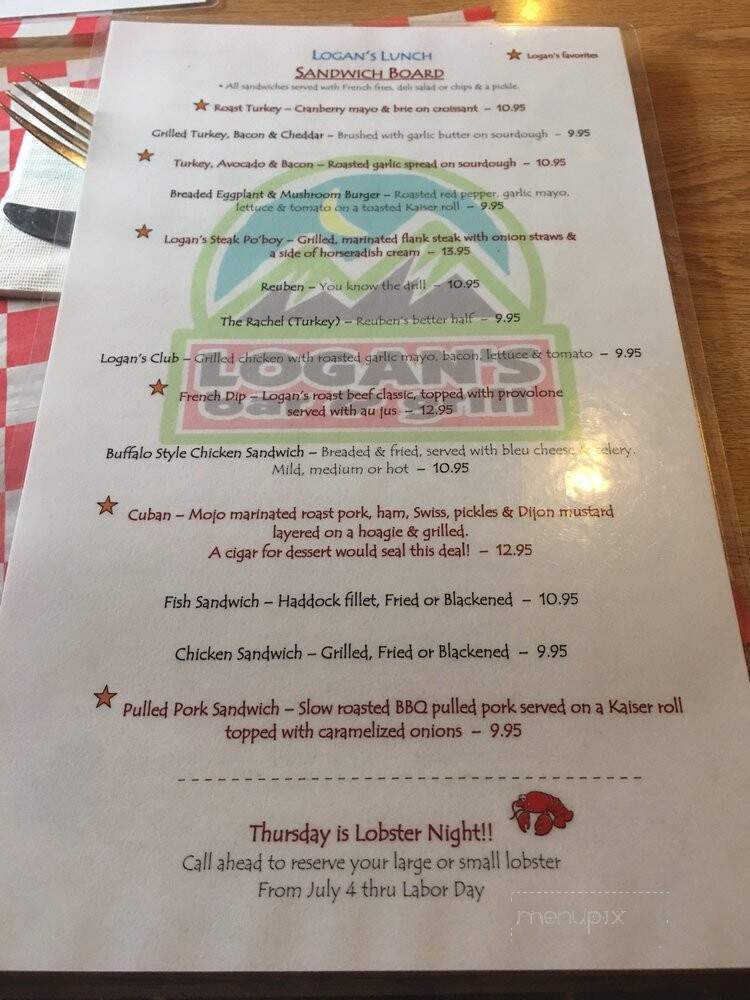 Logan's Bar & Grilldinner menu - Speculator, NY