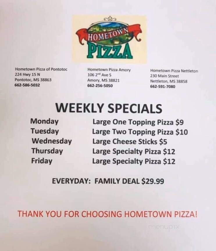 Hometown Pizza - Amory, MS menu_pic
