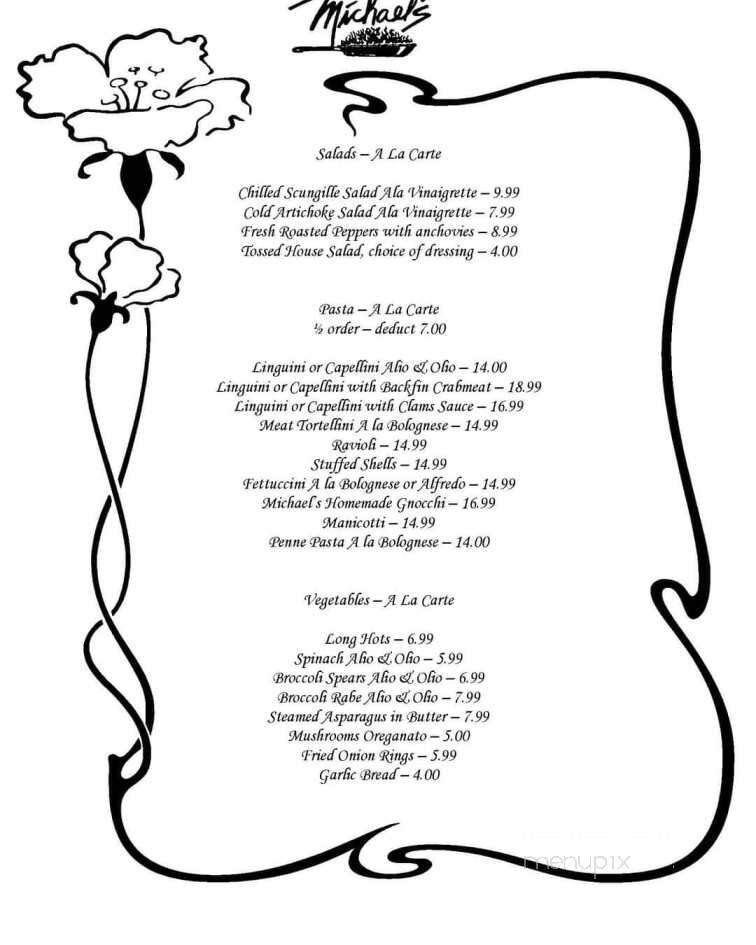 Michael's Restaurant & Lounge - Morrisville, PA menu_pic