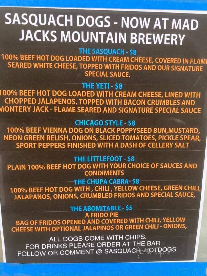 Mad Jacks Mountain Brewery - Bailey, CO menu_pic