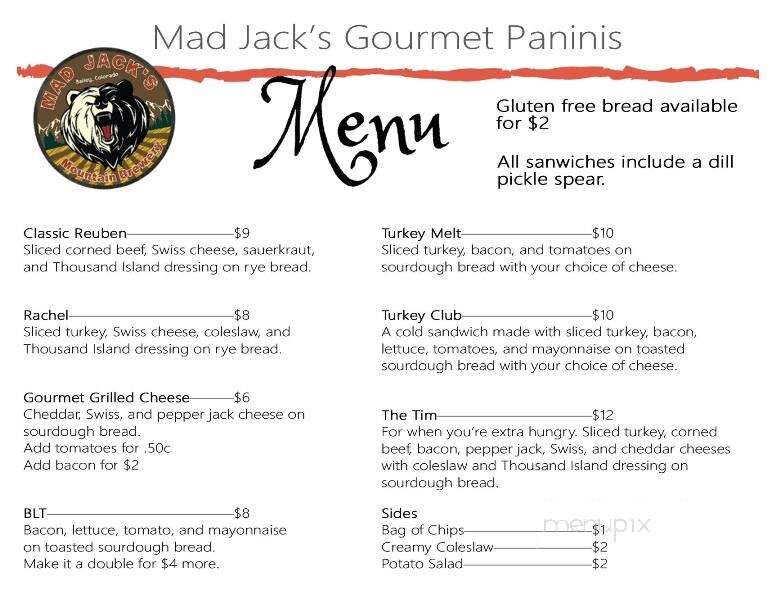 Mad Jacks Mountain Brewery - Bailey, CO menu_pic