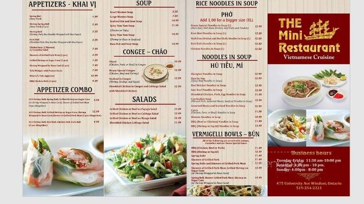 The Mini Restaurant - Windsor, ON menu_pic