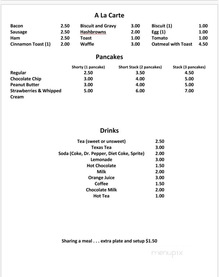 Cheryl's Diner - Seminole, TX menu_pic