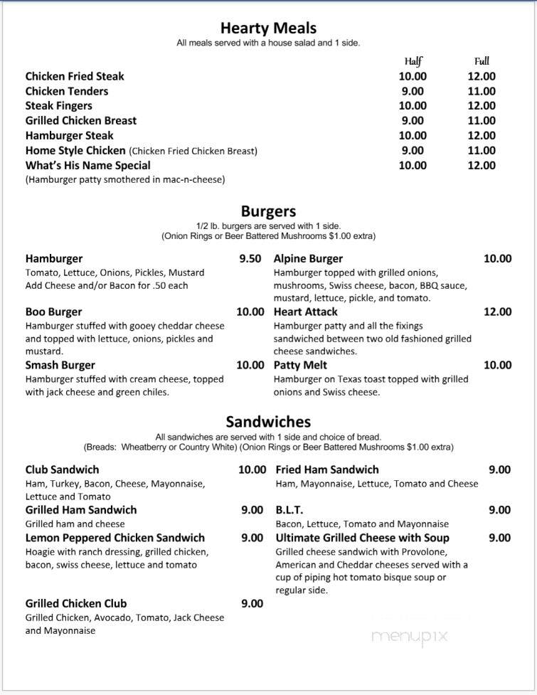 Cheryl's Diner - Seminole, TX menu_pic