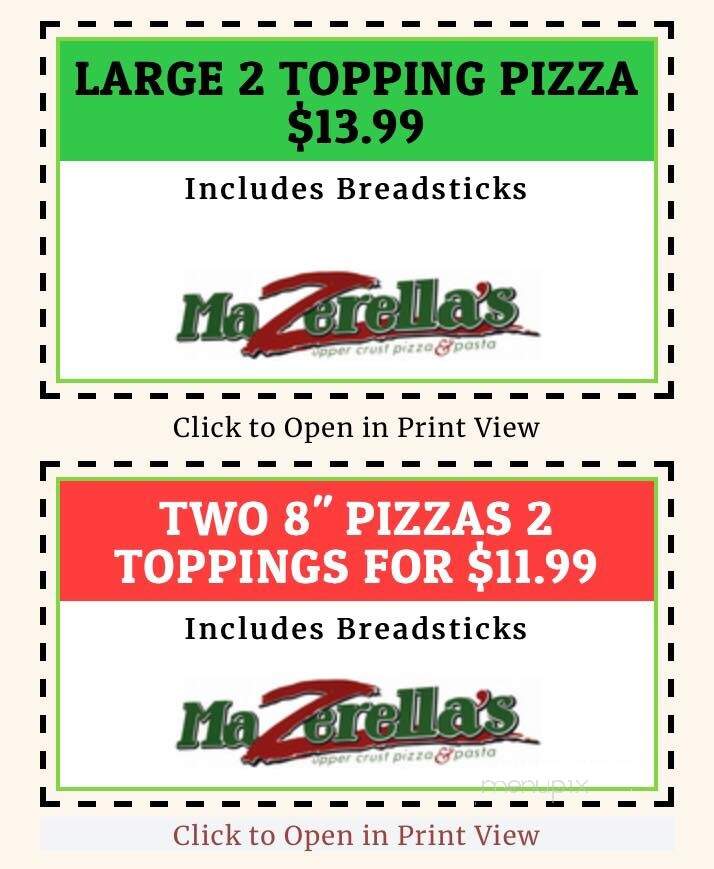 Mazerella's Upper Crust Pizza - Sellersburg, IN menu_pic