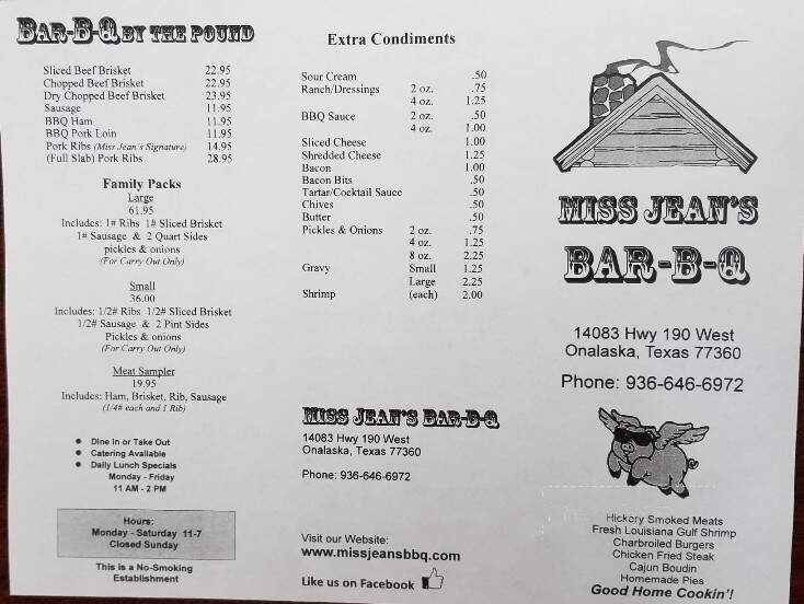 Miss Jean's Bar-B-Que - Onalaska, TX