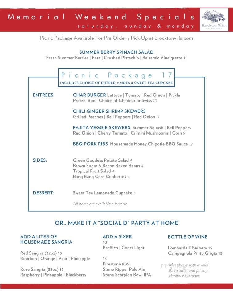Brockton Villa Restaurant - La Jolla, CA menu_pic