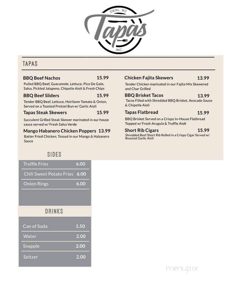 Tapas - Deal, NJ menu_pic