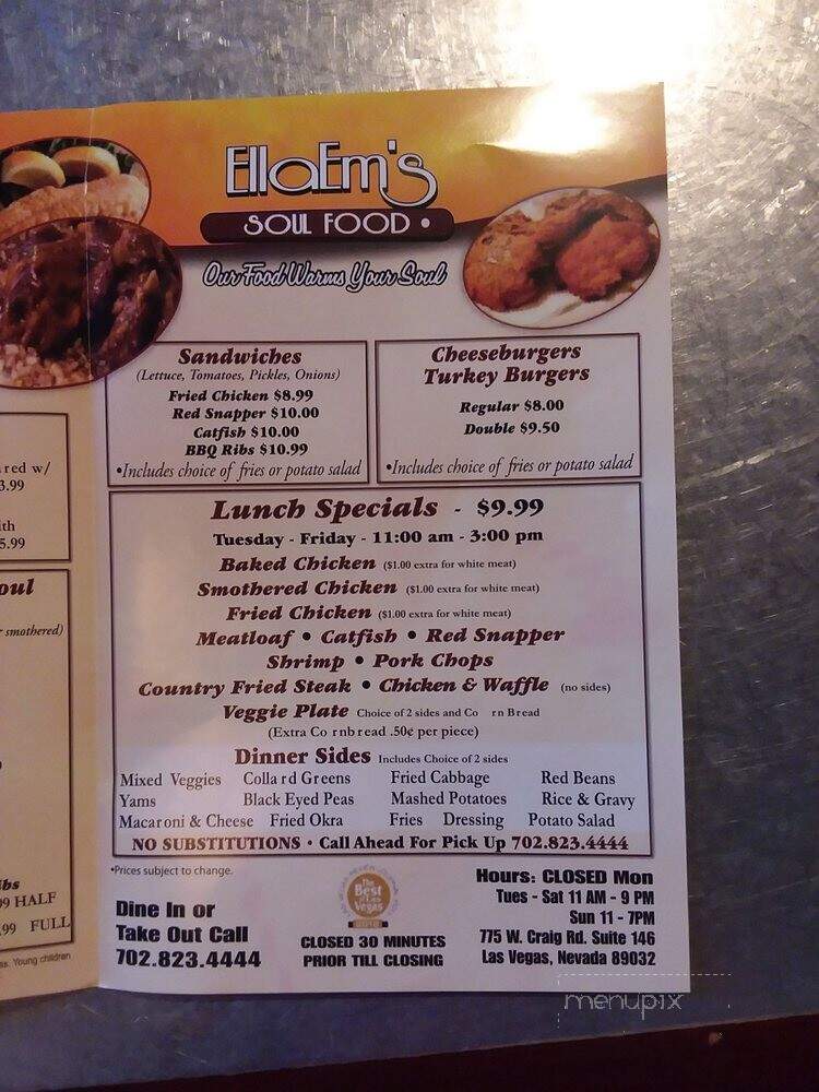 Ella Em's Soul Food - North Las Vegas, NV menu_pic