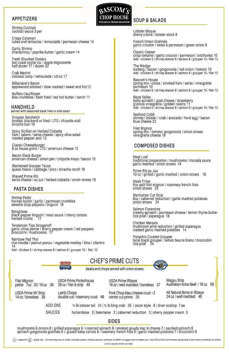 Bascom's Chop House - Clearwater, FL menu_pic