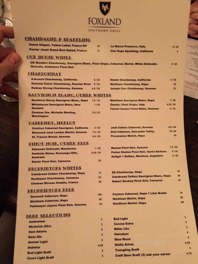 Foxland Southern Grill - Gallatin, TN menu_pic