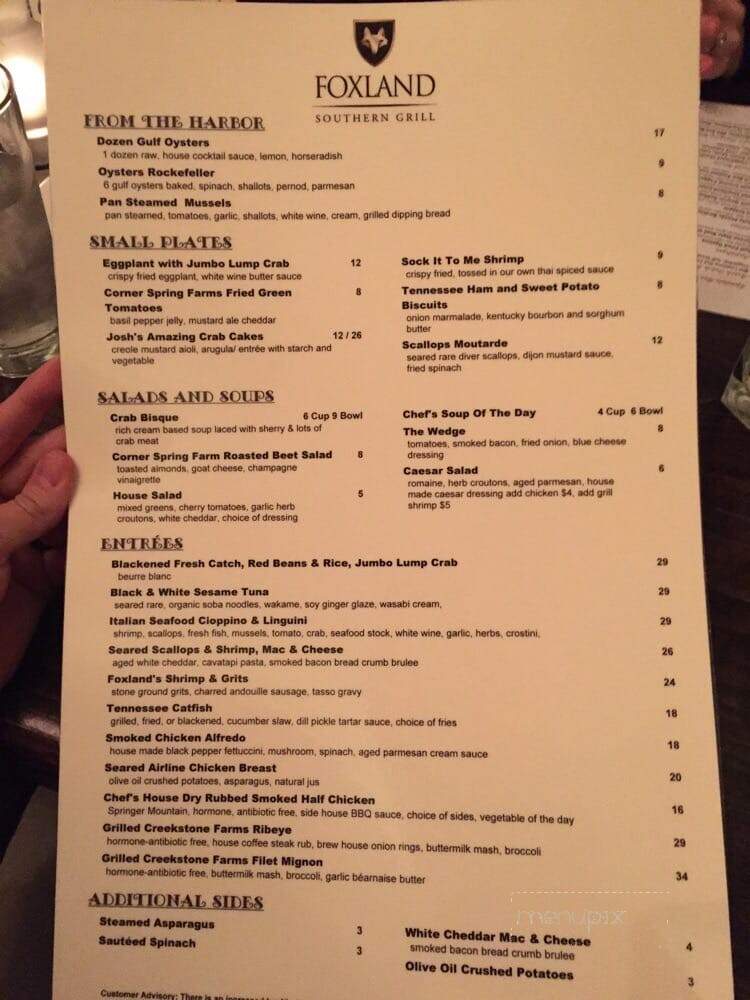 Foxland Southern Grill - Gallatin, TN menu_pic