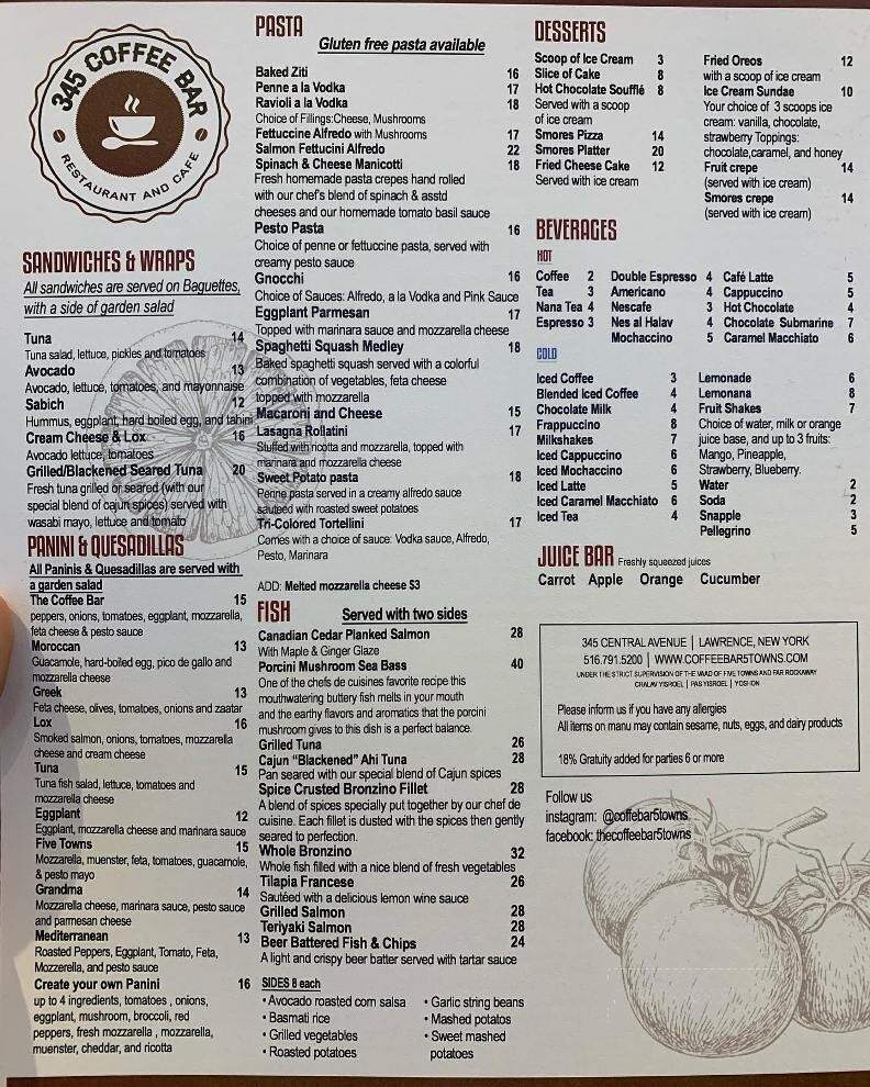 Coffee Bar - Lawrence, NY menu_pic