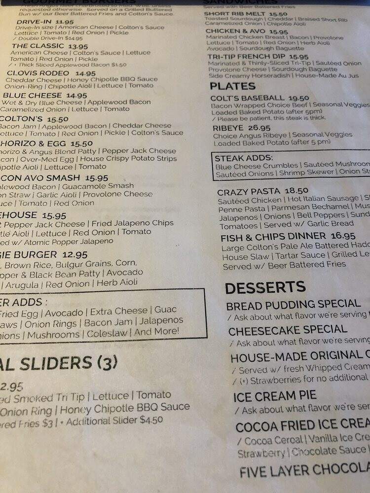 Colton's Social House - Clovis, CA menu_pic