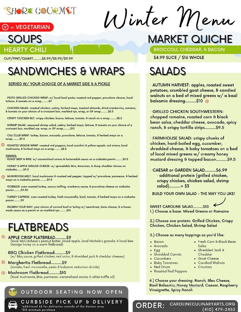 Shore Gourmet - Denton, MD menu_pic