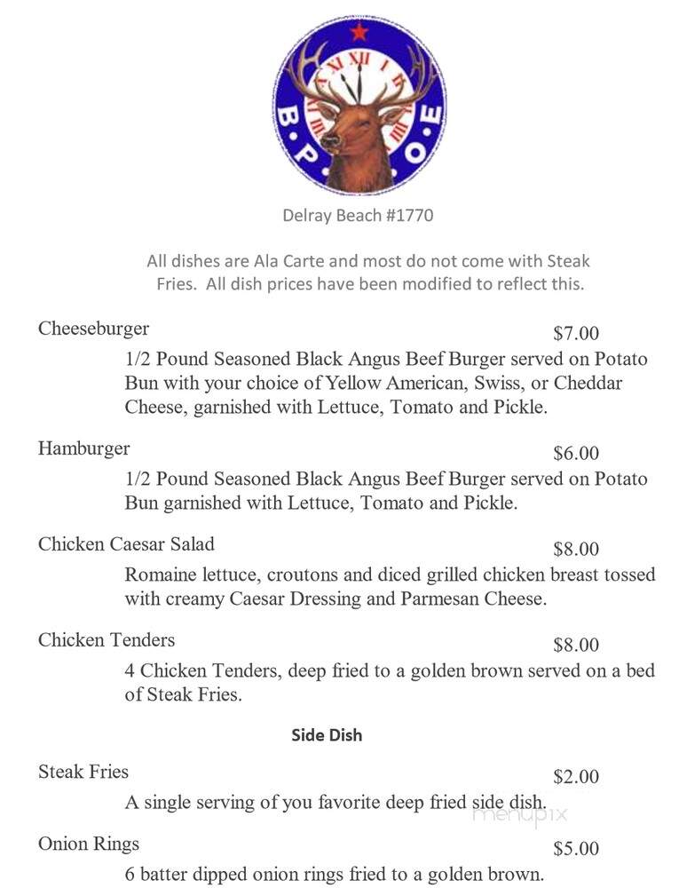The Elk's Lodge - Delray Beach, FL menu_pic