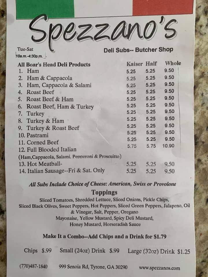 Spezzano's Deli Subs & Butcher Shop - Tyrone, GA