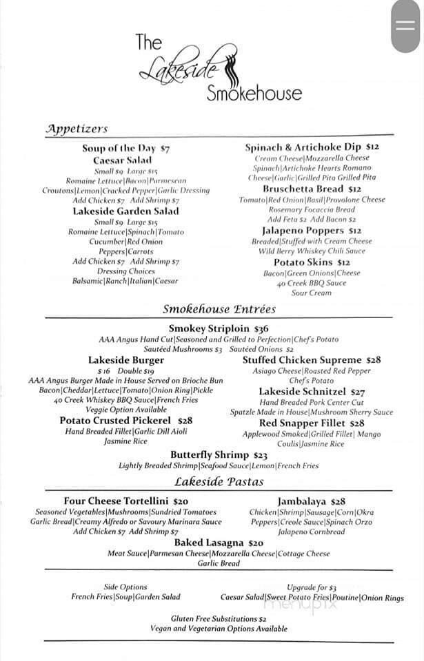 Spectacle Lake Lodge - Barry's Bay, ON menu_pic
