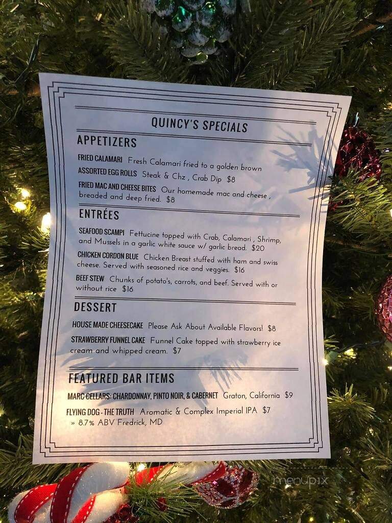 Quincy's Uptown Bar and Grill - Damascus, MD menu_pic