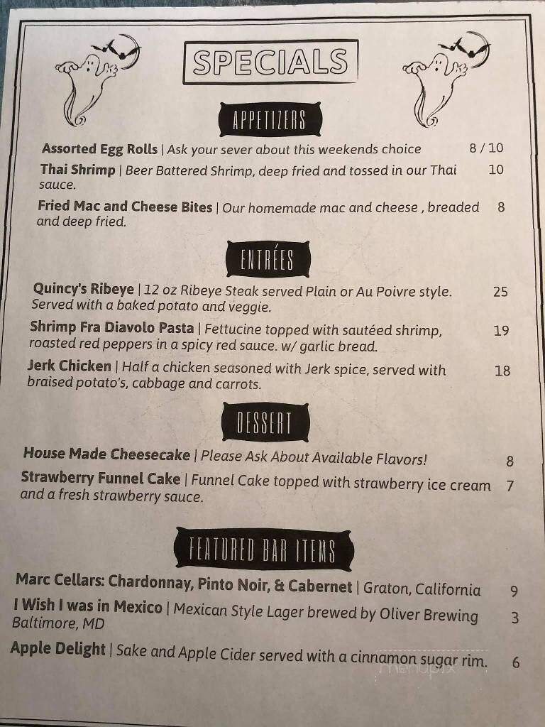 Quincy's Uptown Bar and Grill - Damascus, MD menu_pic