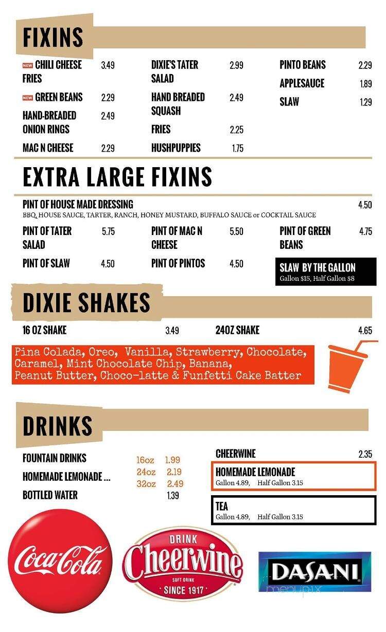 Dixie's Fish and Chicken - Newton, NC menu_pic