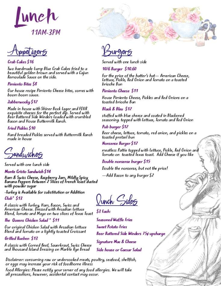 The Wonderland Cafe - Clarksville, TN menu_pic
