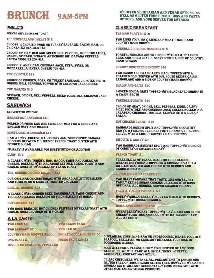 The Wonderland Cafe - Clarksville, TN menu_pic