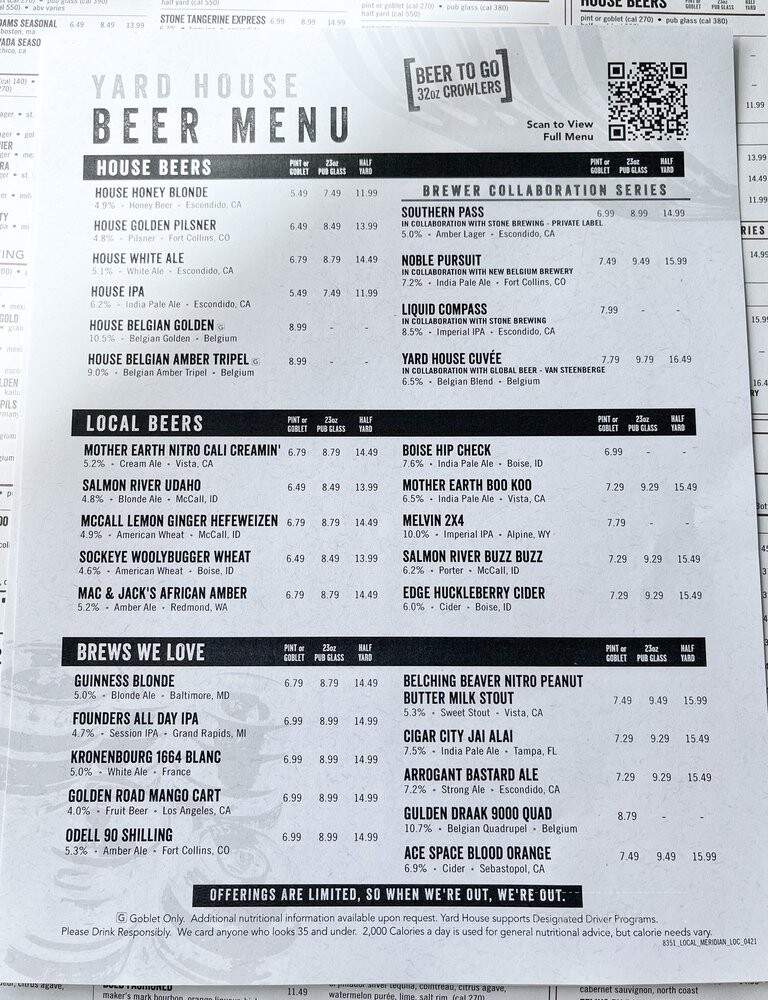 Yard House - Meridian, ID menu_pic