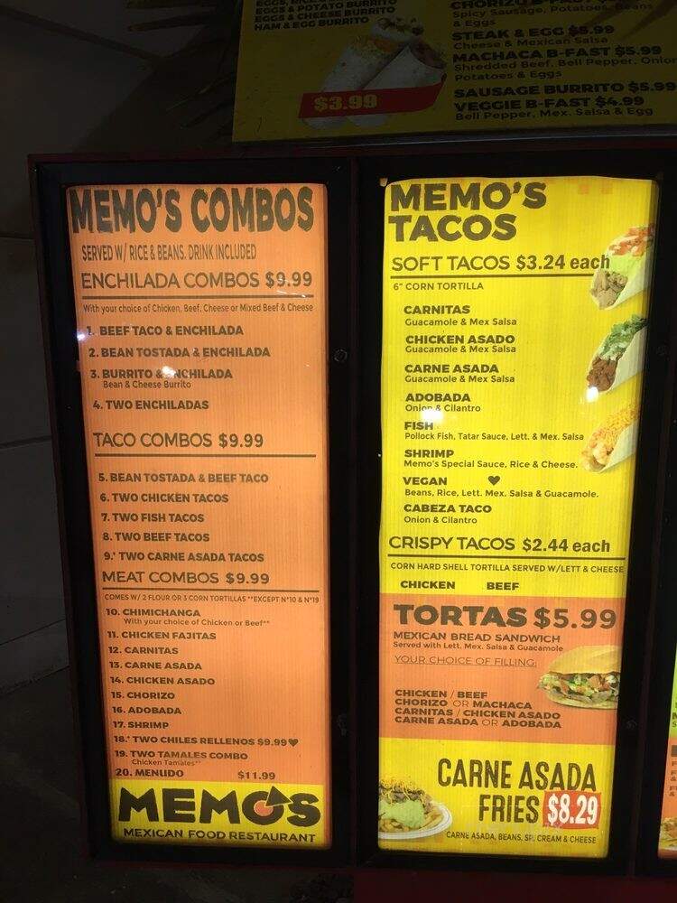Memo's - Auburn, WA menu_pic