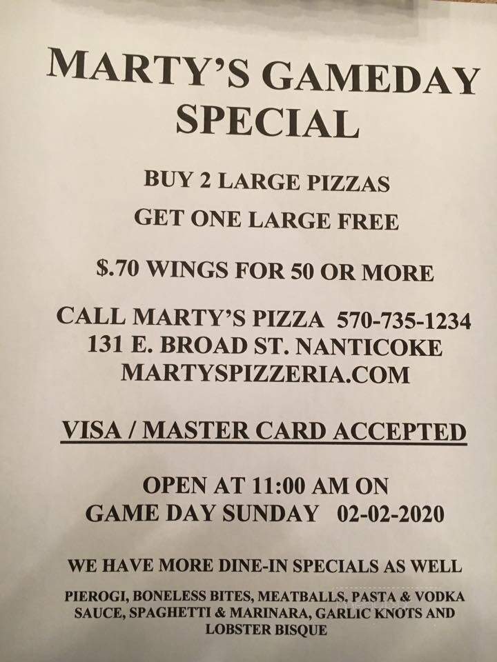 Marty's Pizzeria - Nanticoke, PA