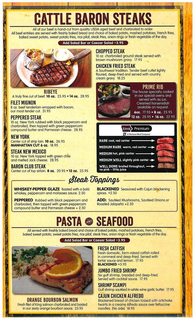 Cattle Baron Steak & Seafood - Portales, NM menu_pic